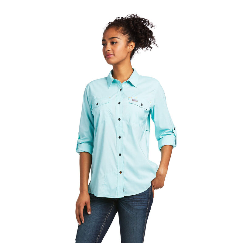 Ariat Hemden Damen - Rebar Made Tough Venttek Durastretch Work Türkis ( XRVYH-0468 )